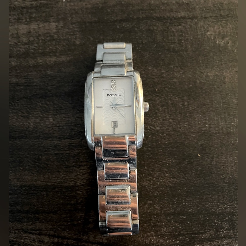 Silver Fossil Watch